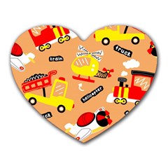 Seamless-pattern-cartoon-with-transportation-vehicles Heart Mousepad by uniart180623