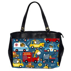 Seamless-pattern-vehicles-cartoon-with-funny-drivers Oversize Office Handbag (2 Sides) by uniart180623