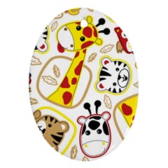 Vector-seamless-pattern-nice-animals-cartoon Ornament (oval) by uniart180623