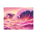 Waves Ocean Sea Tsunami Nautical Red Yellow Premium Plush Fleece Blanket (Mini)