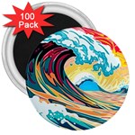 Waves Ocean Sea Tsunami Nautical Arts 3  Magnets (100 pack)