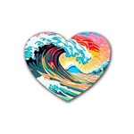 Waves Ocean Sea Tsunami Nautical Arts Rubber Coaster (Heart)