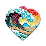 Waves Ocean Sea Tsunami Nautical Arts Dog Tag Heart (One Side)