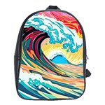 Waves Ocean Sea Tsunami Nautical Arts School Bag (Large)