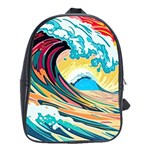 Waves Ocean Sea Tsunami Nautical Arts School Bag (XL)