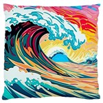 Waves Ocean Sea Tsunami Nautical Arts Large Premium Plush Fleece Cushion Case (Two Sides)