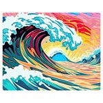 Waves Ocean Sea Tsunami Nautical Arts Premium Plush Fleece Blanket (Medium)