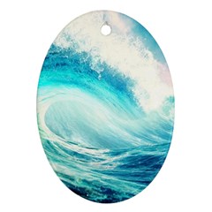 Tsunami Waves Ocean Sea Nautical Nature Water Nature Oval Ornament (two Sides) by uniart180623