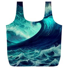 Ai Generated Waves Ocean Sea Tsunami Nautical Fantasy Full Print Recycle Bag (xxl) by uniart180623