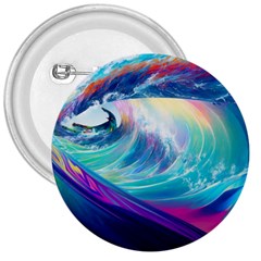Waves Ocean Sea Tsunami Nautical Nature Water 3  Buttons by uniart180623