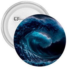 Tsunami Waves Ocean Sea Water Rough Seas 3  Buttons by uniart180623