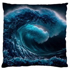 Tsunami Waves Ocean Sea Water Rough Seas Large Cushion Case (one Side) by uniart180623