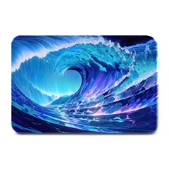 Tsunami Tidal Wave Ocean Waves Sea Nature Water Blue Plate Mats by uniart180623