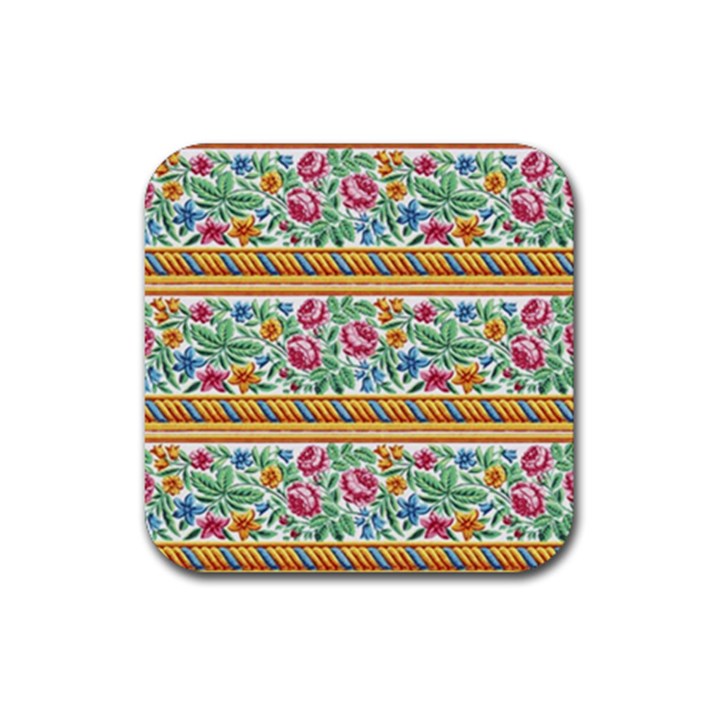 Flower Fabric Fabric Design Fabric Pattern Art Rubber Coaster (Square)