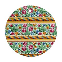 Flower Fabric Fabric Design Fabric Pattern Art Round Ornament (two Sides) by uniart180623