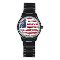 Flag Usa Unite Stated America Stainless Steel Round Watch by uniart180623