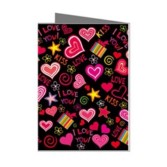 Multicolored Love Hearts Kiss Romantic Pattern Mini Greeting Cards (pkg Of 8) by uniart180623