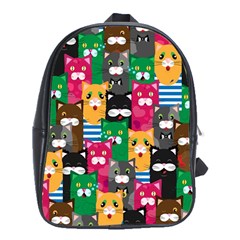 Cat Funny Colorful Pattern School Bag (xl) by uniart180623
