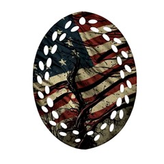 Flag Usa American Flag Oval Filigree Ornament (two Sides) by uniart180623