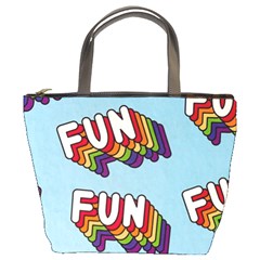 Fun Word Inscription Rainbow Pattern Bucket Bag by uniart180623