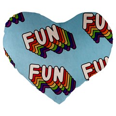 Fun Word Inscription Rainbow Pattern Large 19  Premium Heart Shape Cushions by uniart180623