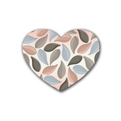 Leaves Pastel Background Nature Rubber Heart Coaster (4 Pack)