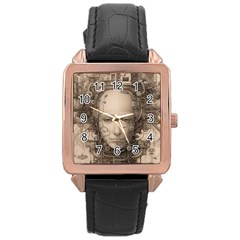 Cyborg Robot Future Drawing Poster Rose Gold Leather Watch  by Ravend