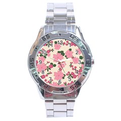 Floral Vintage Flowers Stainless Steel Analogue Watch