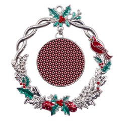 Mazipoodles Red Donuts Polka Dot  Metal X mas Wreath Holly Leaf Ornament by Mazipoodles