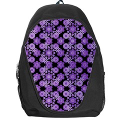 Bitesize Flowers Pearls And Donuts Lilac Black Backpack Bag by Mazipoodles