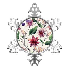 Floral Pattern Metal Small Snowflake Ornament by designsbymallika