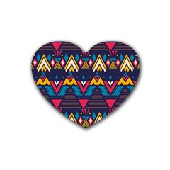 Pattern Colorful Aztec Rubber Heart Coaster (4 Pack) by Ravend
