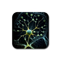 Ai Generated Neuron Network Connection Rubber Square Coaster (4 Pack)