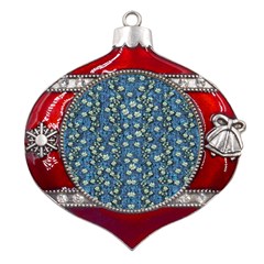 Lotus Bloom In The Calm Sea Of Beautiful Waterlilies Metal Snowflake And Bell Red Ornament by pepitasart