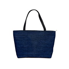 Digital Dark Blue Linen Classic Shoulder Handbag by ConteMonfrey