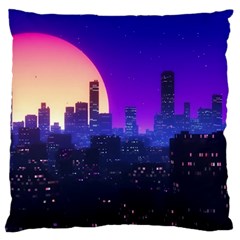 The Sun Night Music The City Background 80s, 80 s Synth Standard Premium Plush Fleece Cushion Case (one Side) by uniart180623
