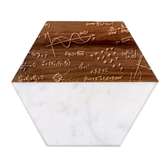 Black Background With Text Overlay Mathematics Formula Board Marble Wood Coaster (hexagon)  by uniart180623