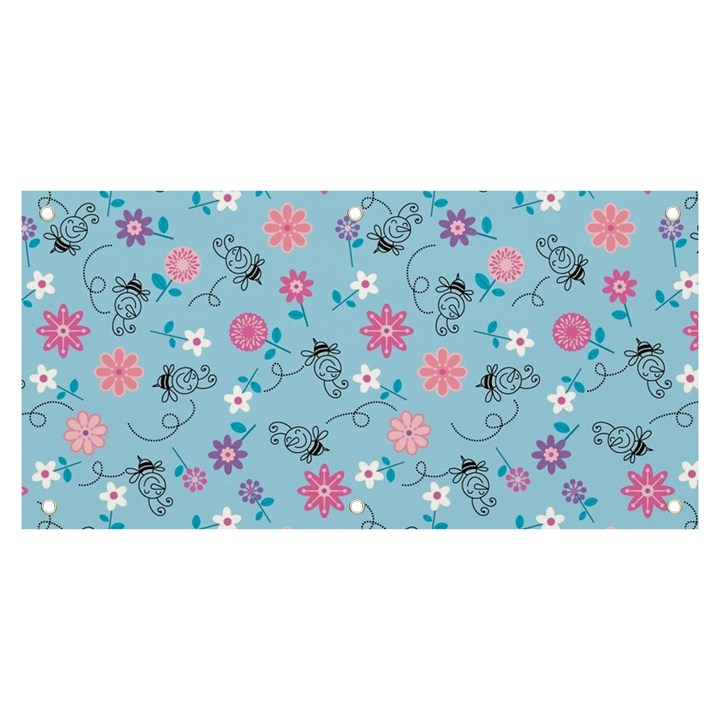Pink And Blue Floral Wallpaper Banner and Sign 6  x 3 