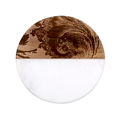 Colorful Digital Art Fractal Design Classic Marble Wood Coaster (round) 