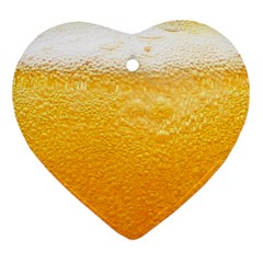 Texture Pattern Macro Glass Of Beer Foam White Yellow Ornament (heart) by uniart180623
