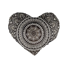 Mandala Circles Drawing Pattern Standard 16  Premium Heart Shape Cushions by uniart180623
