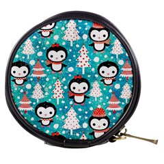 Blue Penguin Pattern Christmas Mini Makeup Bag by uniart180623