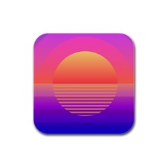 Sunset Summer Time Rubber Square Coaster (4 Pack) by uniart180623