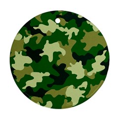 Green Military Background Camouflage Round Ornament (two Sides) by uniart180623