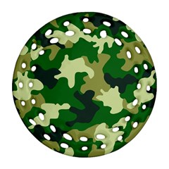 Green Military Background Camouflage Ornament (round Filigree) by uniart180623