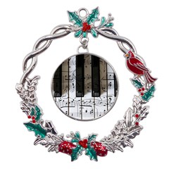 Music Piano Instrument Sheet Metal X mas Wreath Holly Leaf Ornament