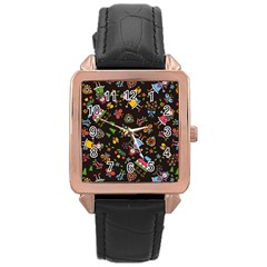 Cartoon Texture Rose Gold Leather Watch  by uniart180623