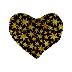 Shiny Glitter Stars Standard 16  Premium Flano Heart Shape Cushions by uniart180623