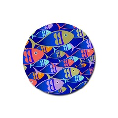 Sea Fish Illustrations Rubber Coaster (round)