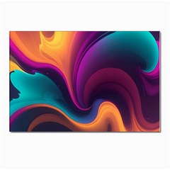 Abstract Colorful Waves Painting Postcards 5  X 7  (pkg Of 10)